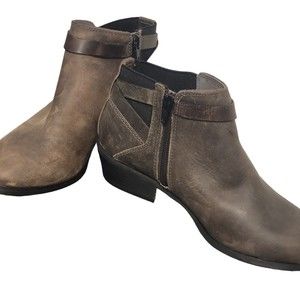 Diana Ferrari Womens Gavel Brown Leather Round Toe Side Zip Ankle Bootie Sz‎ 7.5